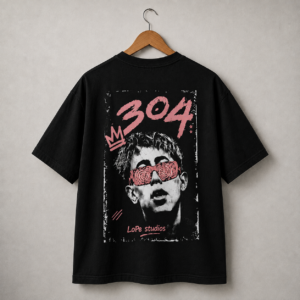 Camiseta 304 BLACK negra, detalle de espalda